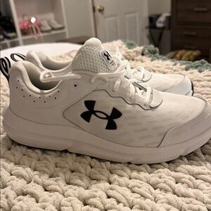 Under Armour White Sneakers with Black Logo Accent
